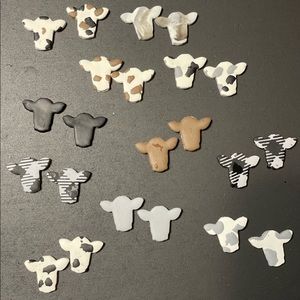 Cow stud earrings- handmade